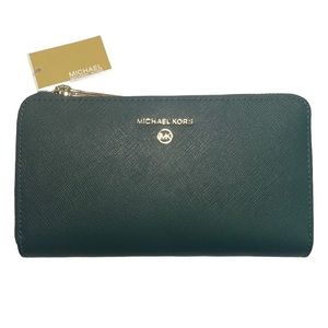 Michael Kors Medium Multi Fold Racing Green Leather Wallet